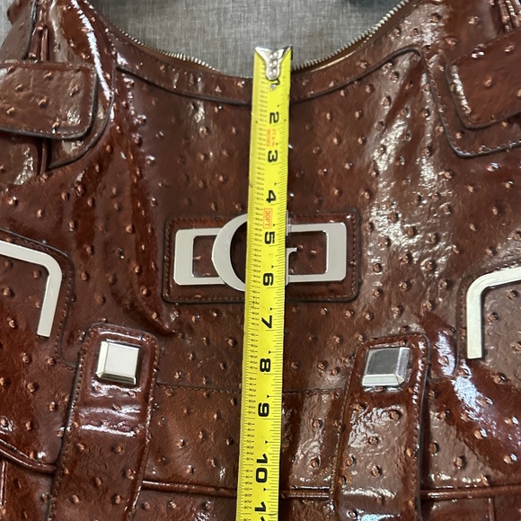 Vintage Y2K Guess Bag Faux Leather Ostrich Satchel Bag Shoulder Bag - Picture 2 of 8